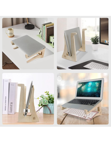 Soporte para Laptop UI U & I de Madera, Compatible 10-15.6"