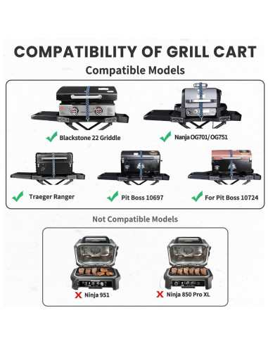 Carro de Parrilla Plegable GRISUN para Ninja OG700-OG750