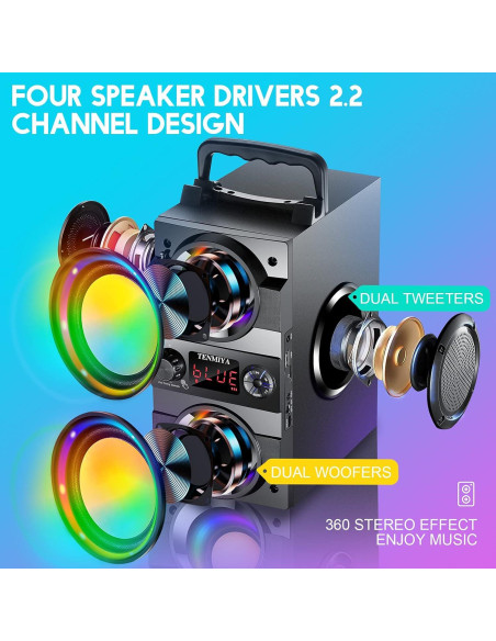 Altavoz Bluetooth TENMIYA A23 Pro 40W Portátil con Subwoofer