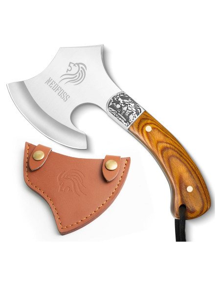 Hacha de Camping NedFoss Warthog 22.1 cm con Funda de Cuero