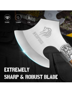 Hacha de Camping NedFoss Warthog 22.1 cm con Funda de Cuero 2