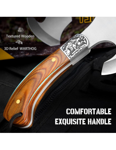 Hacha de Camping NedFoss Warthog 22.1 cm con Funda de Cuero