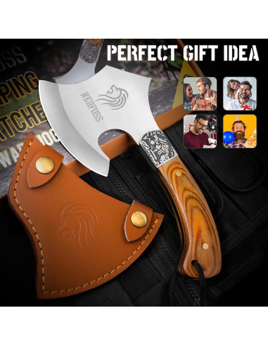 Hacha de Camping NedFoss Warthog 22.1 cm con Funda de Cuero