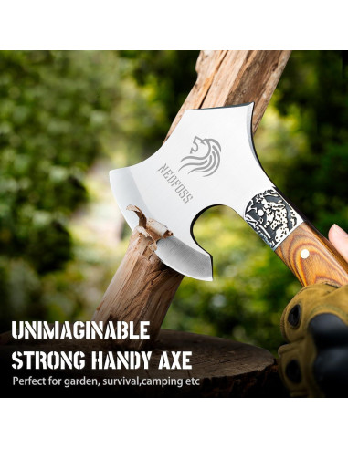 Hacha de Camping NedFoss Warthog 22.1 cm con Funda de Cuero