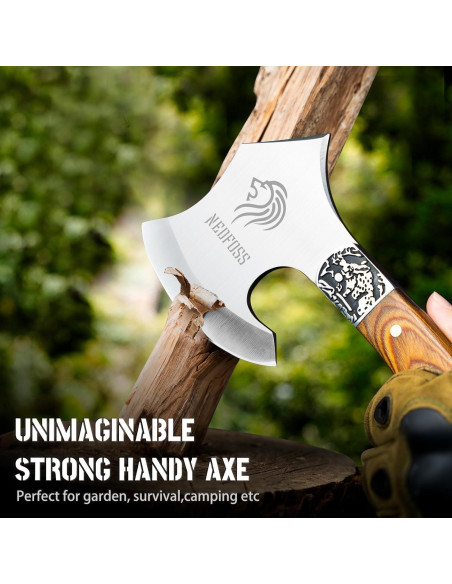 Hacha de Camping NedFoss Warthog 22.1 cm con Funda de Cuero