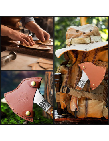 Hacha de Camping NedFoss Warthog 22.1 cm con Funda de Cuero