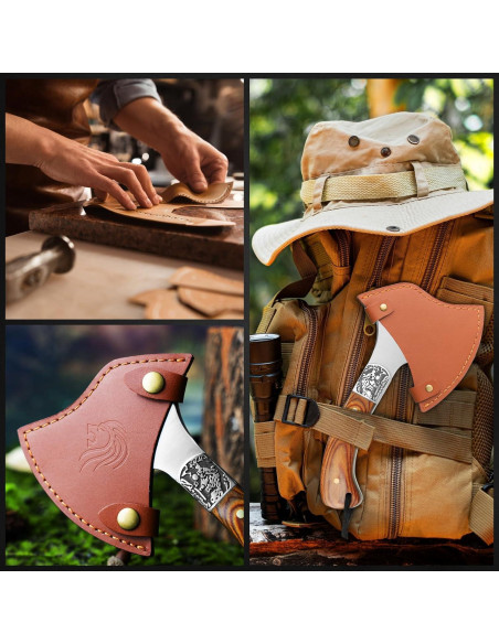 Hacha de Camping NedFoss Warthog 22.1 cm con Funda de Cuero