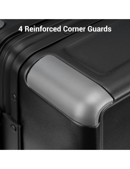 Maleta Sin Cremallera LEVEL8 20 Pulgadas Negro con Aluminio