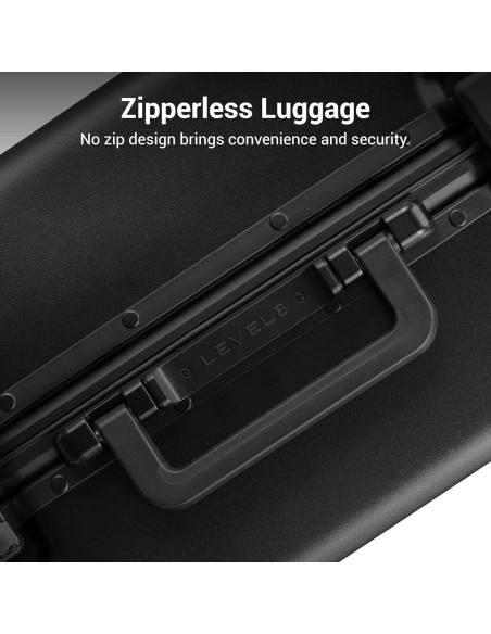 Maleta Sin Cremallera LEVEL8 20 Pulgadas Negro con Aluminio