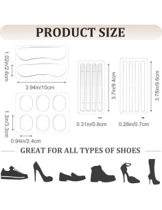 9 Almohadillas de Talón Silicona Transparente Aeaocvo 10x2.6cm 2