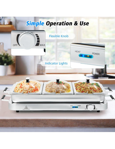 Calentador Eléctrico Buffet ARLIME 450W 8QT Acero Inoxidable