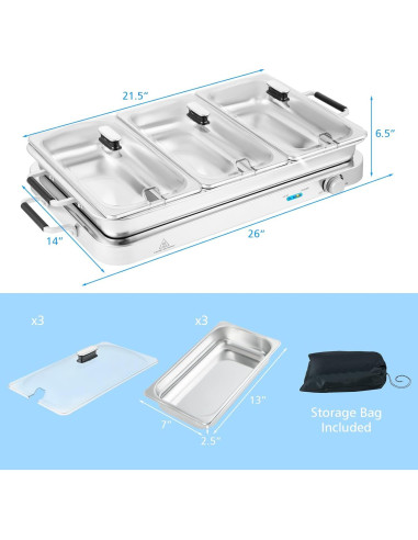 Calentador Eléctrico Buffet ARLIME 450W 8QT Acero Inoxidable