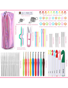 Juego de Ganchillos Yizzvb 87 Piezas Ergonómico Multicolor 2