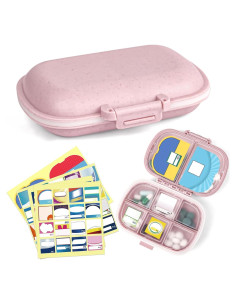 Organizador de Pastillas de Viaje Fouews Rosa 8 Compartimentos