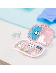 Organizador de Pastillas de Viaje Fouews Rosa 8 Compartimentos 2