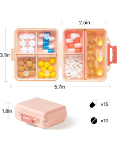 Organizador de Pastillas Portátil Sunkaioo Rosa 7.87x6.35cm 2