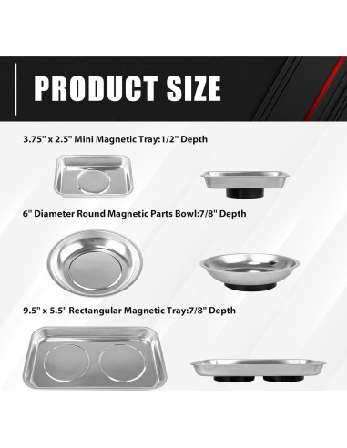C&T Set de Bandejas Magnéticas de Acero Inoxidable 3 Piezas