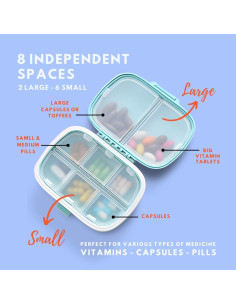 Organizador de Pastillas Votena Azul con Cortador y Etiquetas 2