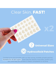 Parche Hidrocoloide para Acné MEDca - 56 Piezas Corazones y Estrellas 2