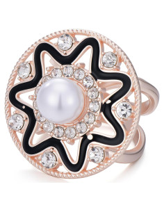 Anillo de Bufanda de Perlas para Mujeres Estilo 4 Negro