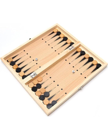 Juego de Ajedrez 3 en 1 DUBSTAR Plegable de Madera 43x43 cm