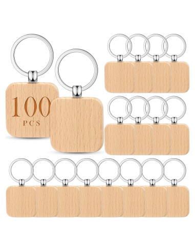 Llavero de Madera Yinkin Cuadrado Grabado a Láser 100 Piezas