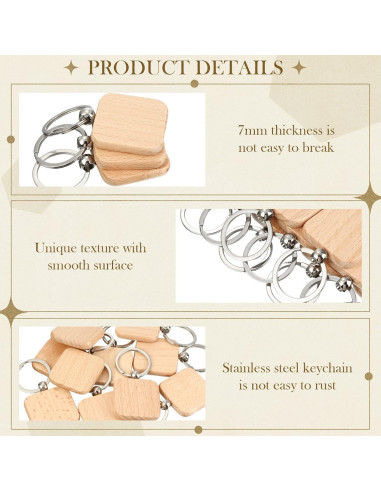 Llavero de Madera Yinkin Cuadrado Grabado a Láser 100 Piezas