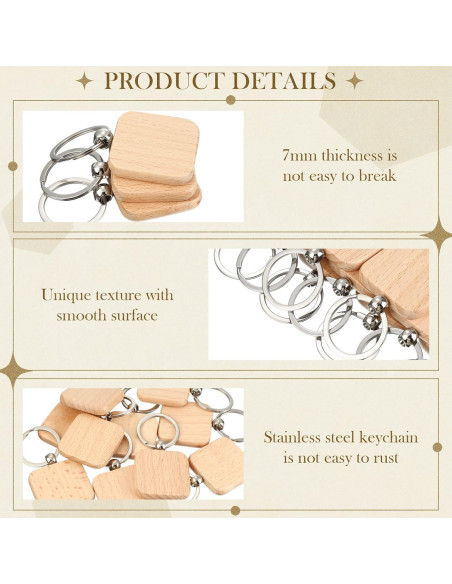 Llavero de Madera Yinkin Cuadrado Grabado a Láser 100 Piezas