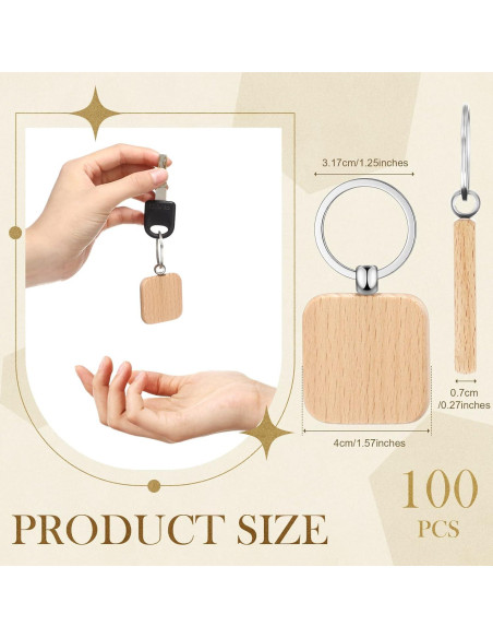 Llavero de Madera Yinkin Cuadrado Grabado a Láser 100 Piezas