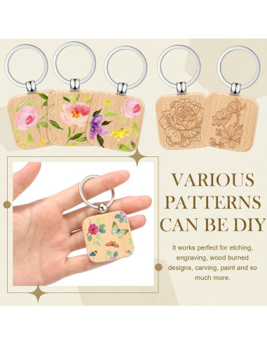 Llavero de Madera Yinkin Cuadrado Grabado a Láser 100 Piezas