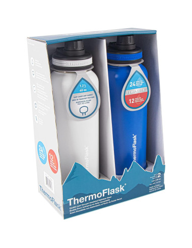 Botella de Agua Aislada Thermoflask 1.2L - 2 Paquete Gris/Azul