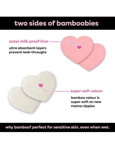 Bamboobies Almohadillas de Lactancia Reutilizables 12 Pzas Rosa