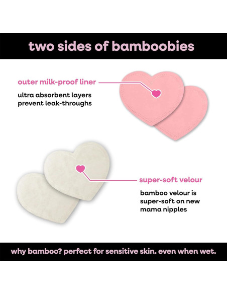 Bamboobies Almohadillas de Lactancia Reutilizables 12 Pzas Rosa