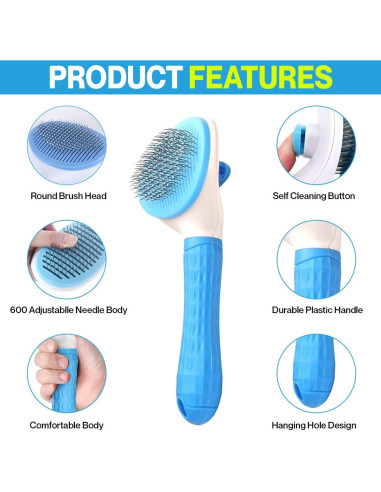 Cepillo Slicker Autolimpiante para Gatos y Perros Pequeños - Home&Love