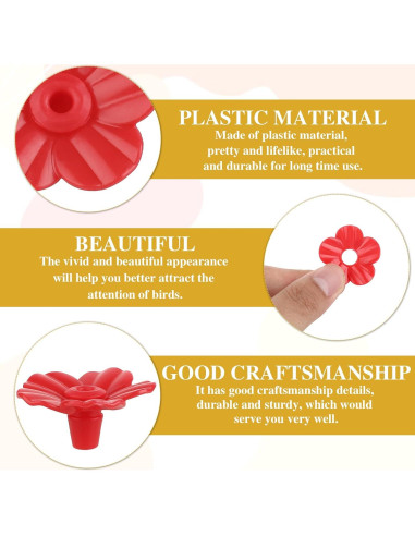 Juego de 16 Flores Rojas para Alimentadores de Colibríes - Salbsever