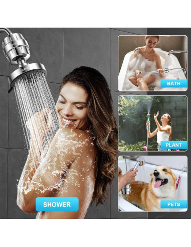 Cabezal de Ducha Jomst Cromado con Filtro Anti-Cloro 25 Etapas