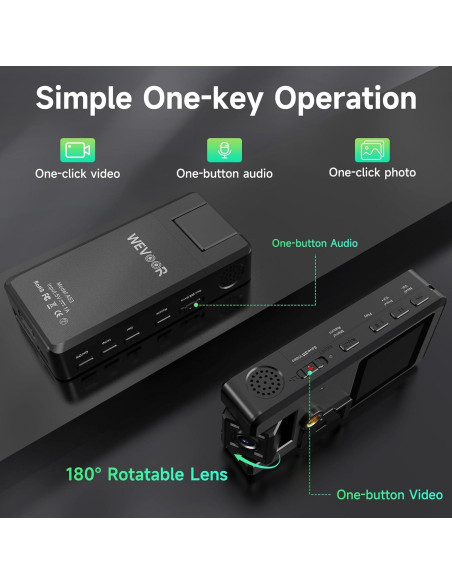 Cámara Corporal Wevoor A53 HD 1296P 64GB Visión Nocturna