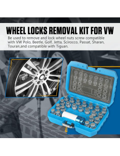 Kit de Eliminación de Tuercas de Bloqueo VW 23 Piezas con Adaptador 2