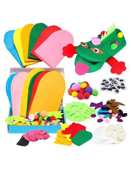 Kit de Marionetas de Mano WATINC 6 Piezas Fieltro DIY Animales