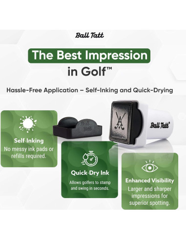 Sello de Pelota de Golf Ball Tatt - Autoinking, 1.9x1.3cm, Impermeable