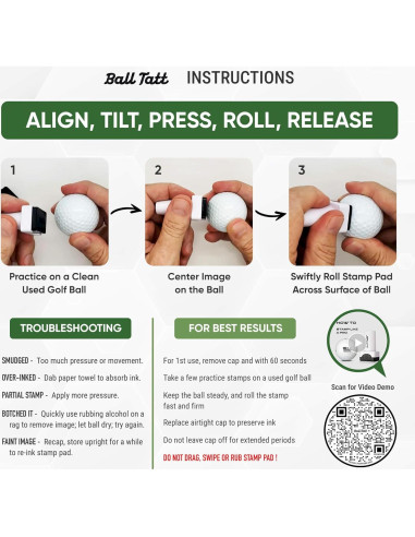 Sello de Pelota de Golf Ball Tatt - Autoinking, 1.9x1.3cm, Impermeable