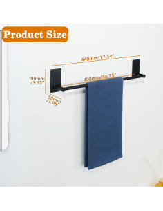 Soporte de Toalla Alise 40.64 cm Acero Inoxidable Negro Mate 2