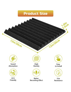 Paquete de 56 Paneles de Espuma Acústica Mirovant 30.48cm 2