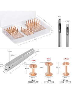 Kit de Remaches de Cobre JUNESunShine 40 Piezas para Cuero 2