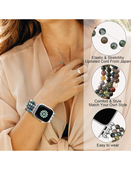 Correa de Reloj Beaded Newlibery para Apple Watch 38-42mm