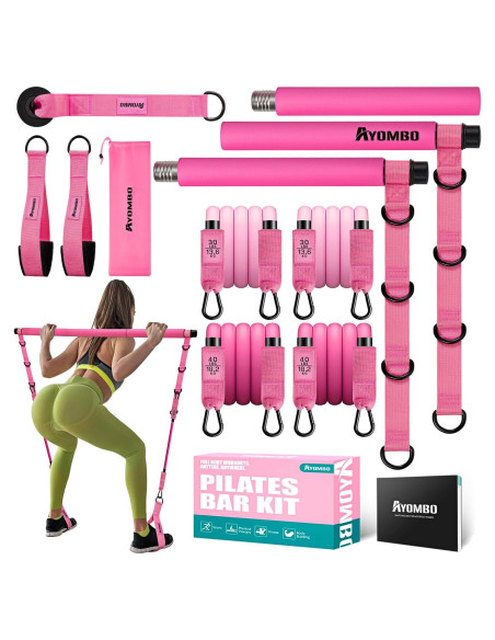 Kit de Barra de Pilates Ayombo con Bandas de Resistencia 140LBS