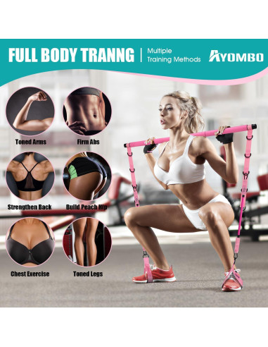 Kit de Barra de Pilates Ayombo con Bandas de Resistencia 140LBS