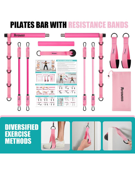Kit de Barra de Pilates Ayombo con Bandas de Resistencia 140LBS