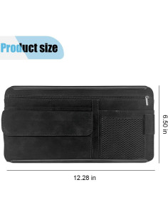 Organizador de Visera de Coche JOYCOURT Cuero Ante Negro 31x16.5cm 2