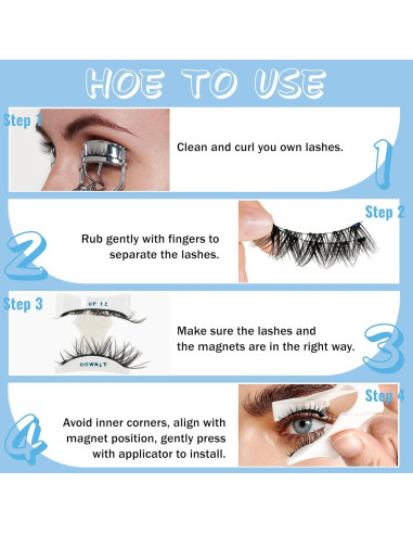 Kit de Pestañas Magnéticas KevKev Reutilizables 1 Par Topacio